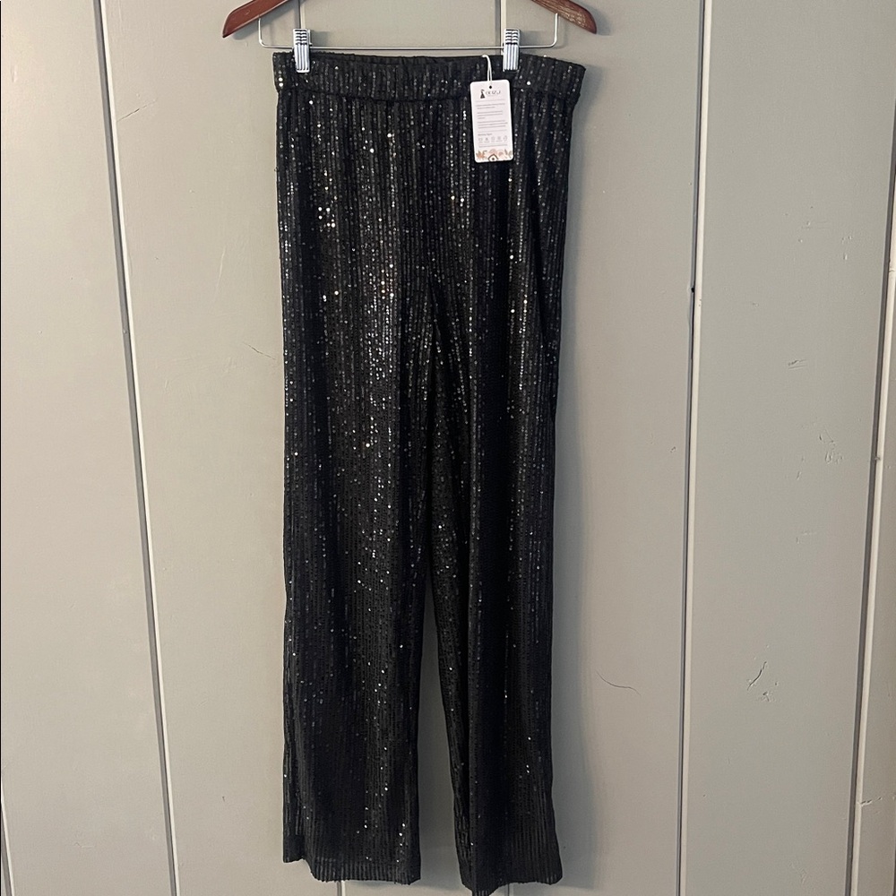 NEW ODIZLI  Black  Sequin Pants NWT Women's